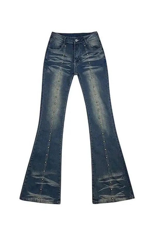 Stellar Studded Flare Jeans: Perfect for Concerts, Casual Outfits