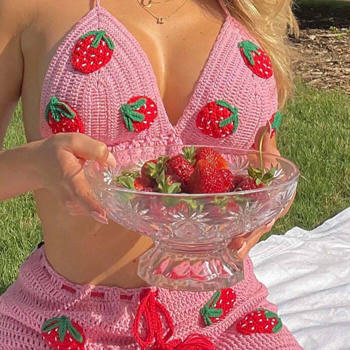 Strawberry Crochet Top & Skirt Co-Ord: Cute Outfit Ideas for Spring