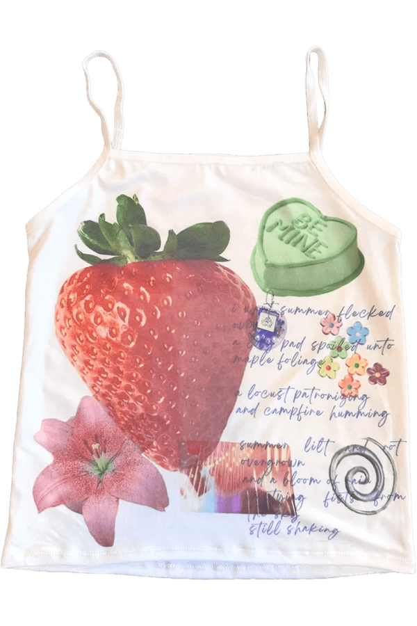 Strawberry Dreams Collage Top | Cute 2000s Outfits & Y2K Fashion