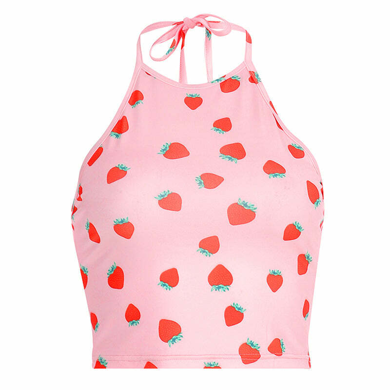 Strawberry Fields Halter Top: Perfect for Spring Outfits & Concerts