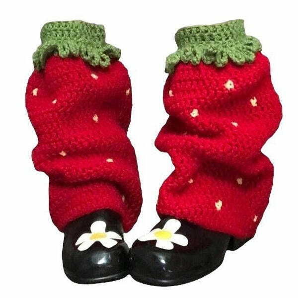 Strawberry Knit Leg Warmers: Perfect for Concert Outfits & Spring Styles