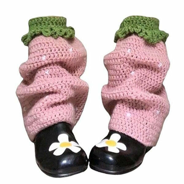 Strawberry Knit Leg Warmers: Perfect for Concert Outfits & Spring Styles