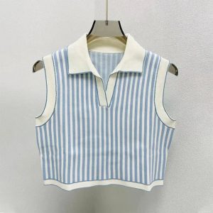 Striped Preppy Knit Polo Top - Cute 2000s Outfits & Y2K Fashion Inspiration