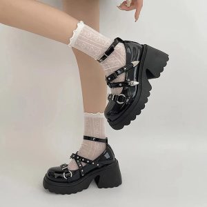 Studded Wing Accent Platform Shoes - Y2K Fashion, Cute 2000s Outfits