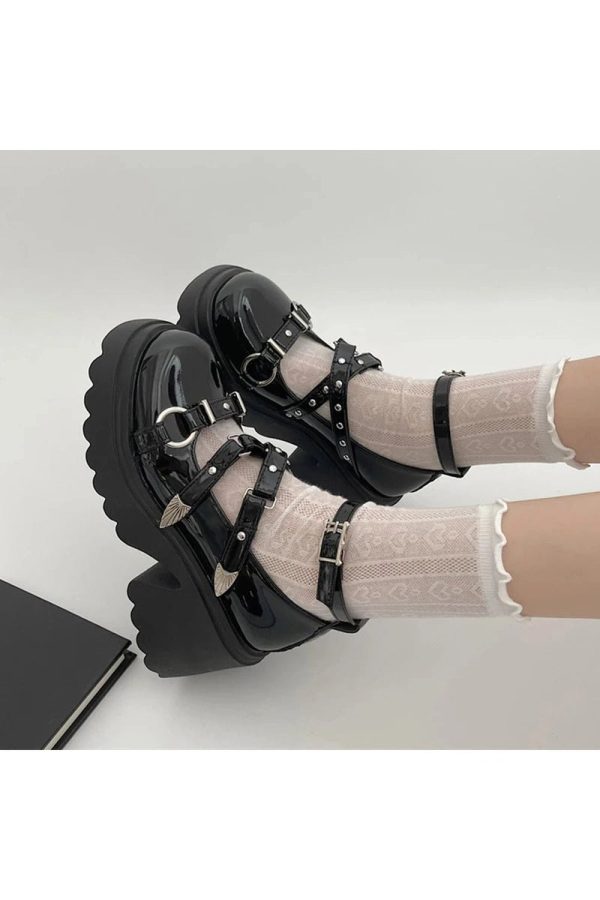 Studded Wing Accent Platform Shoes - Y2K Fashion, Cute 2000s Outfits