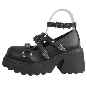 Studded Wing Accent Platform Shoes - Y2K Fashion, Cute 2000s Outfits