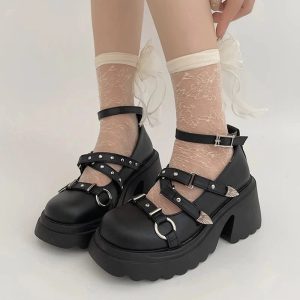 Studded Wing Accent Platform Shoes - Y2K Fashion, Cute 2000s Outfits