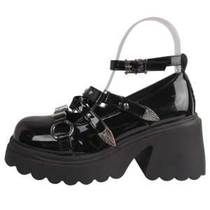 Studded Wing Accent Platform Shoes - Y2K Fashion, Cute 2000s Outfits