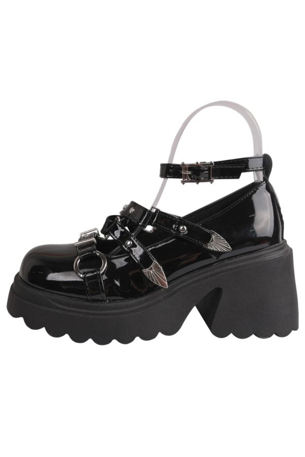 Studded Wing Accent Platform Shoes - Y2K Fashion, Cute 2000s Outfits