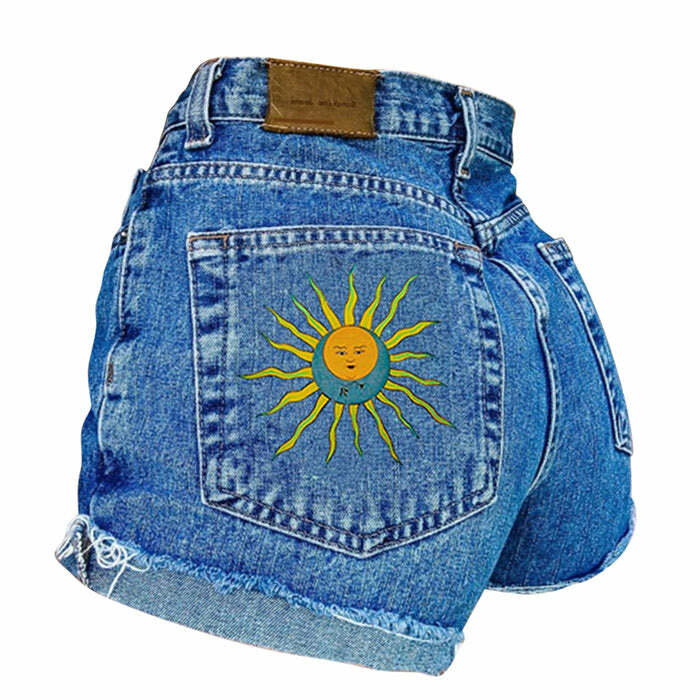 Sun and Moon Embroidered Shorts: Perfect for Spring Outfits & Concerts