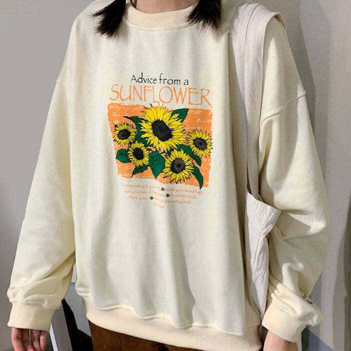 Sunflower Sweatshirt - Cute 2000s Outfits, Y2K Fashion Inspiration, Vintage Style