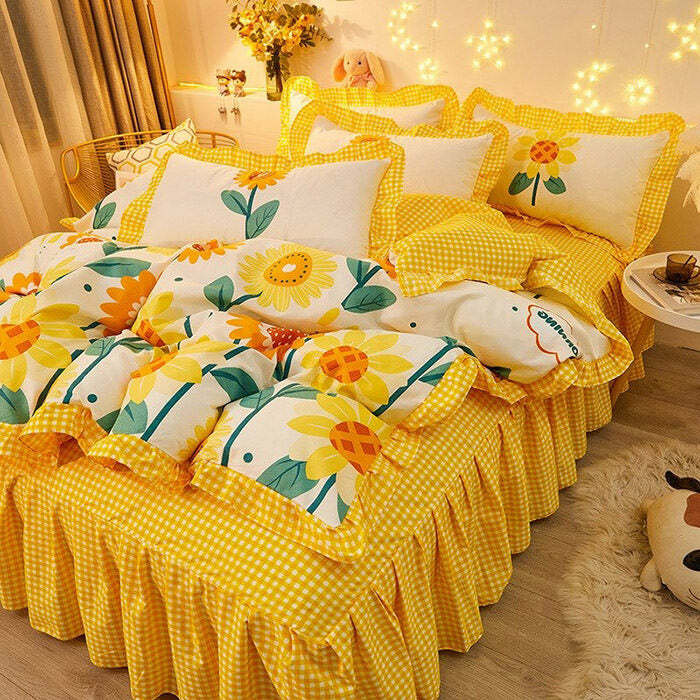 Sunflowers Aesthetic Bedding Set: Dreamy Outfit Inspo for Cozy Spaces