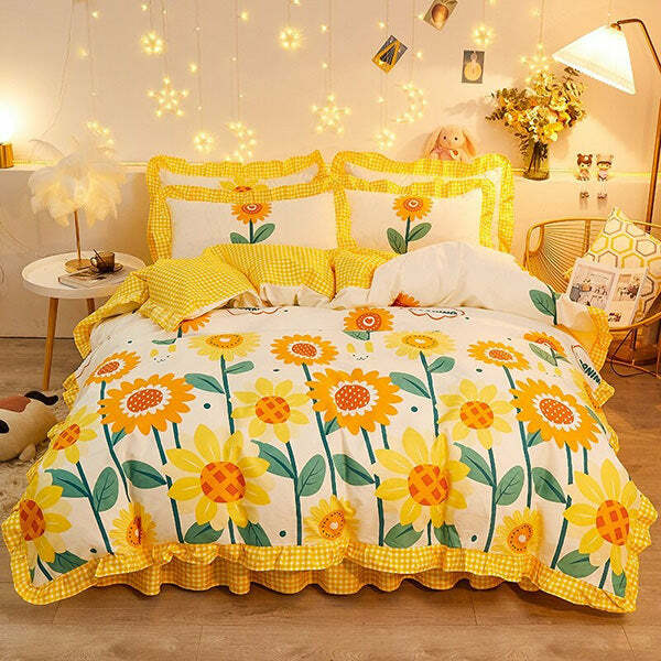 Sunflowers Aesthetic Bedding Set: Dreamy Outfit Inspo for Cozy Spaces