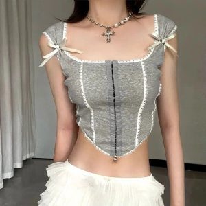 Sweet Bowknot Corset Crop Top: Perfect for Spring Outfits & Date Nights