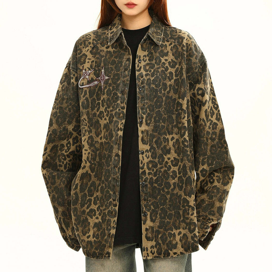 Trendy Animal Attraction Leopard Oversized Jacket for Stylish Outfits