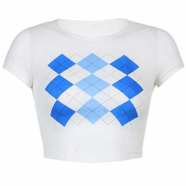 Trendy Argyle Pattern Crop Top: Perfect for Spring Outfits & Concerts