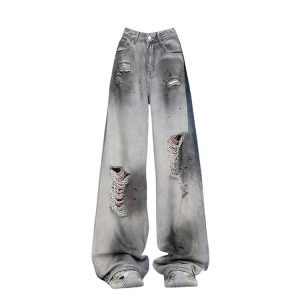 Trendy Ashen Ruin Distressed Jeans: Perfect for Casual Outfits & Concerts