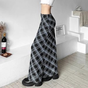 Trendy Black and Blue Plaid Maxi Skirt: Perfect for Spring Outfits