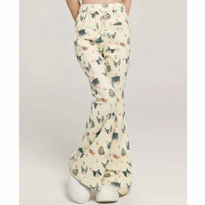 Trendy Cat Print Graphic Pants for Stylish Casual and Concert Outfits