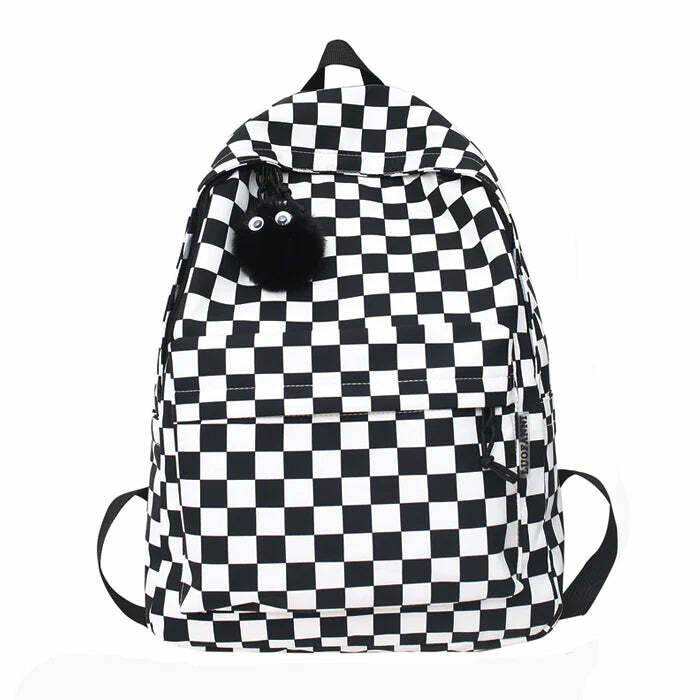 Trendy Checkered Canvas Backpack for Stylish Outfits & Everyday Use