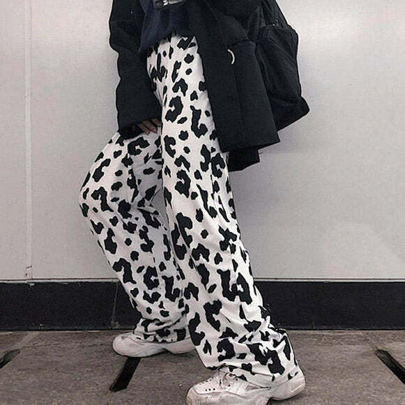 Trendy Cow Print Pants: Perfect for Concerts, Casual Outfits!