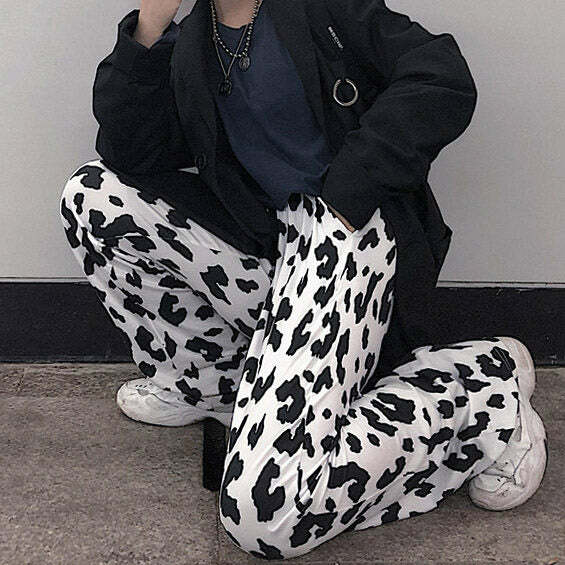 Trendy Cow Print Pants: Perfect for Concerts, Casual Outfits!