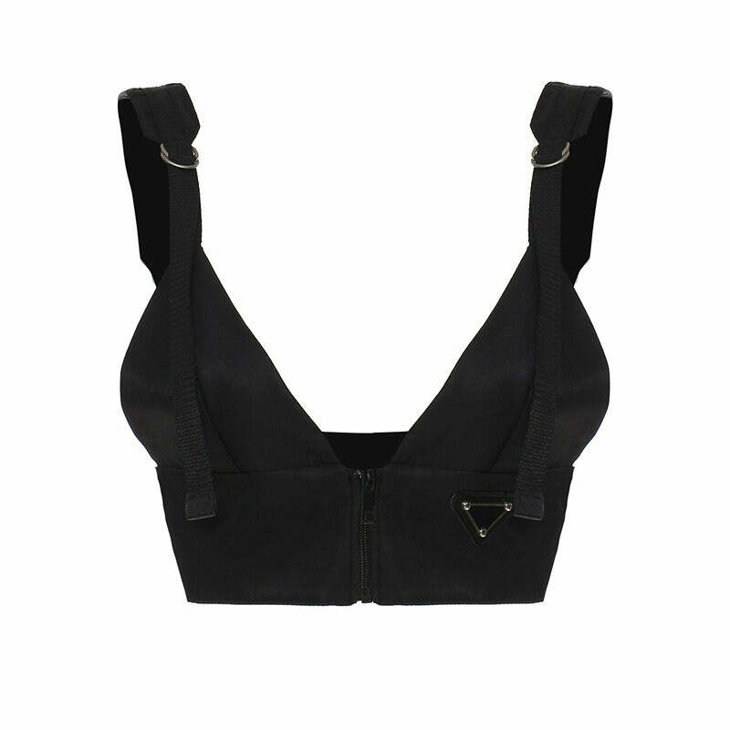 Trendy Danger Zone Front Zip Buckle Top: Perfect for Concerts & Outfits