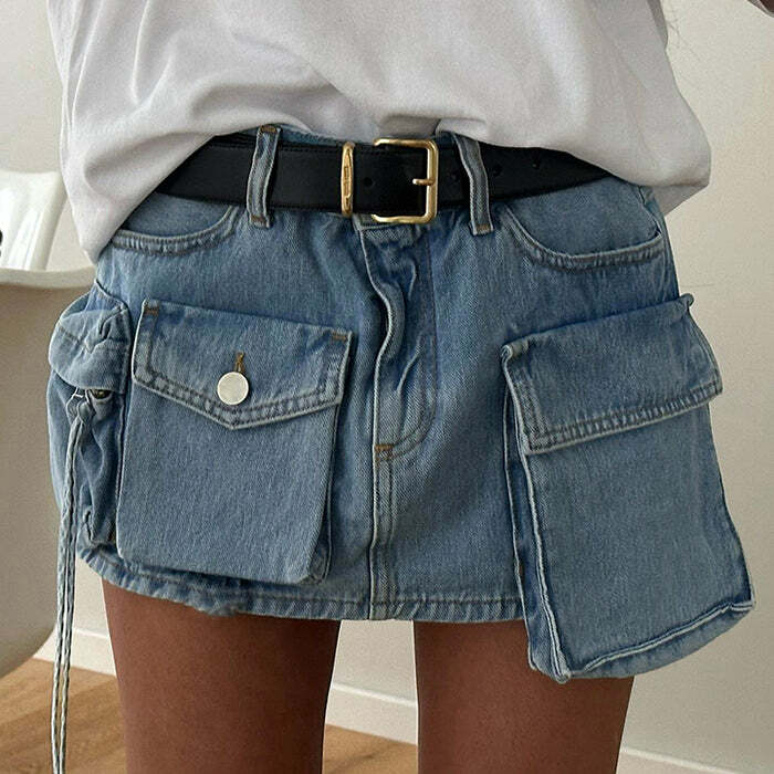 Trendy Denim Cargo Mini Skirt: Perfect for Spring Outfits & Concerts