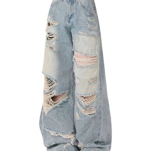 Trendy Distressed Baggy Jeans: Perfect for Casual Outfits & Concerts