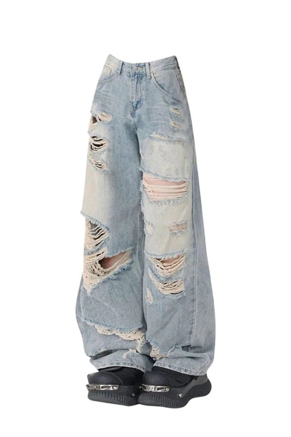 Trendy Distressed Baggy Jeans: Perfect for Casual Outfits & Concerts