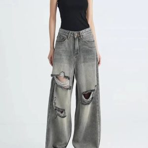 Trendy Distressed Oversized Baggy Jeans for Effortless Outfit Ideas