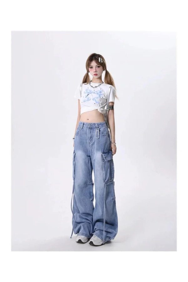 Trendy Extreme Wide-Leg Cargo Jeans: Perfect for Casual & Concert Outfits