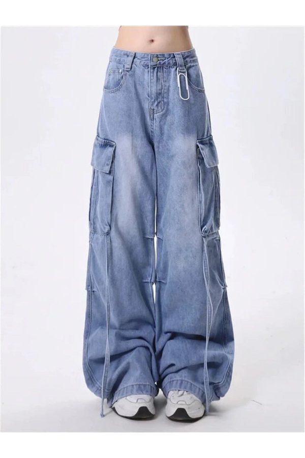 Trendy Extreme Wide-Leg Cargo Jeans: Perfect for Casual & Concert Outfits