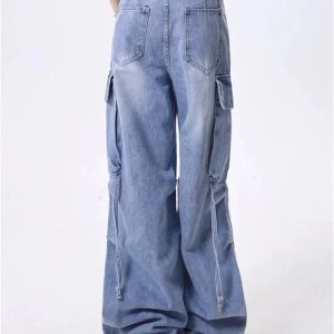 Trendy Extreme Wide-Leg Cargo Jeans: Perfect for Casual & Concert Outfits