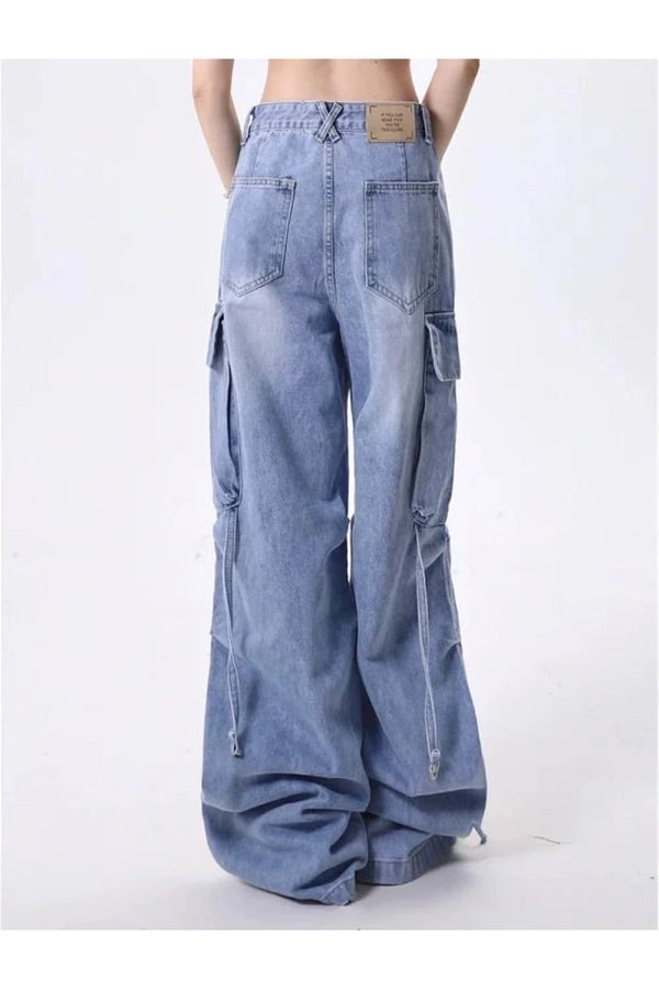 Trendy Extreme Wide-Leg Cargo Jeans: Perfect for Casual & Concert Outfits