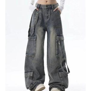 Trendy Extreme Wide-Leg Cargo Jeans: Perfect for Casual & Concert Outfits