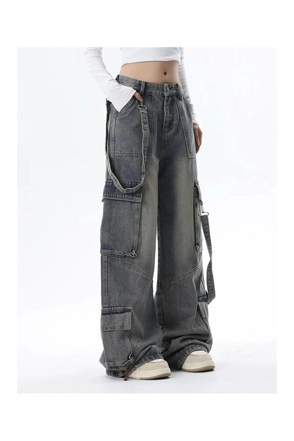 Trendy Extreme Wide-Leg Cargo Jeans: Perfect for Casual & Concert Outfits