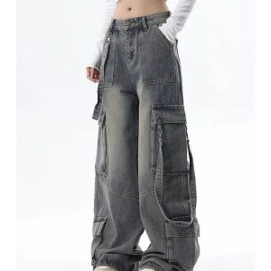 Trendy Extreme Wide-Leg Cargo Jeans: Perfect for Casual & Concert Outfits