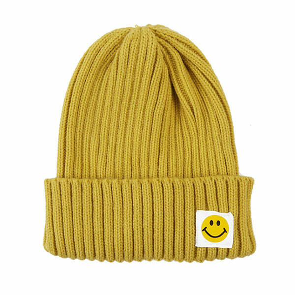 Trendy Fake Smile Beanie Hat for Stylish Spring Outfits & Concert Looks