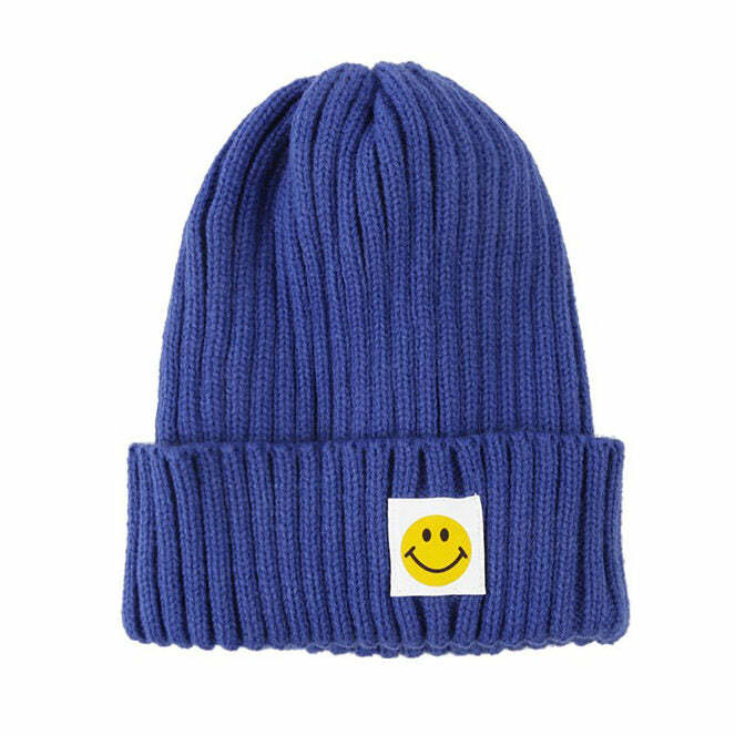 Trendy Fake Smile Beanie Hat for Stylish Spring Outfits & Concert Looks