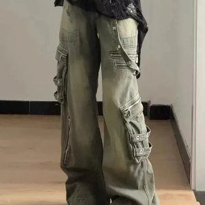 Trendy Grunge Strapped Cargo Pants: Perfect for Casual Outfits & Concerts