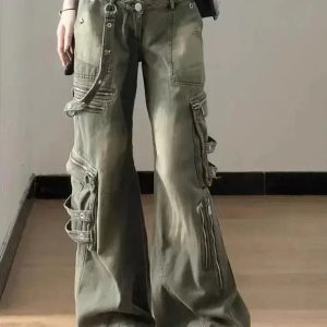 Trendy Grunge Strapped Cargo Pants: Perfect for Casual Outfits & Concerts