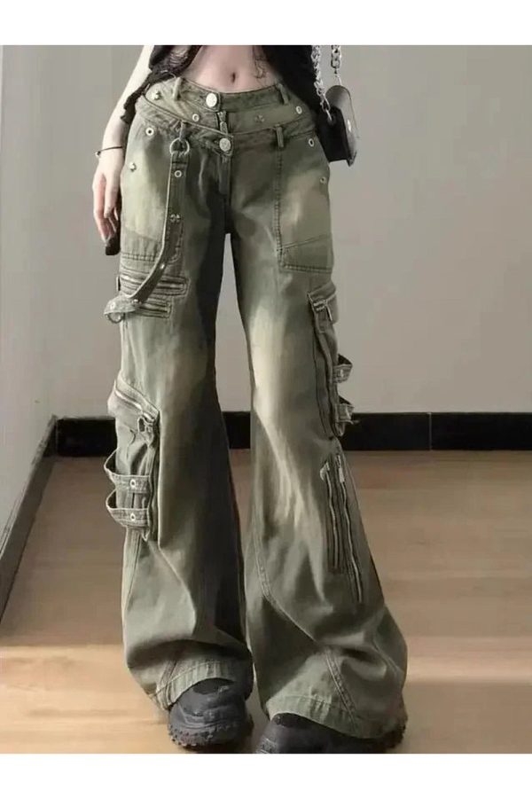 Trendy Grunge Strapped Cargo Pants: Perfect for Casual Outfits & Concerts