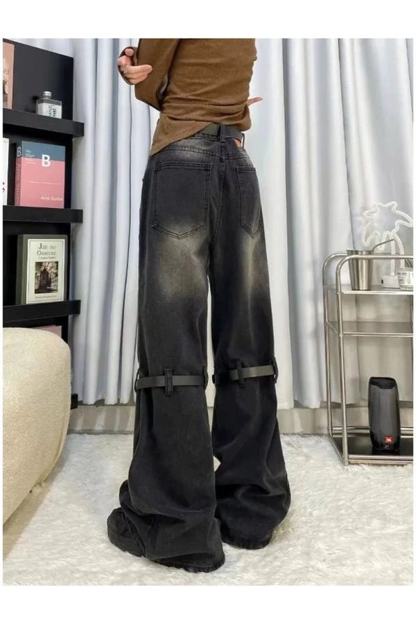 Trendy Grunge Wide-Leg Jeans: Perfect for Casual Outfits & Concerts