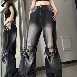 Trendy Grunge Wide-Leg Jeans: Perfect for Casual Outfits & Concerts