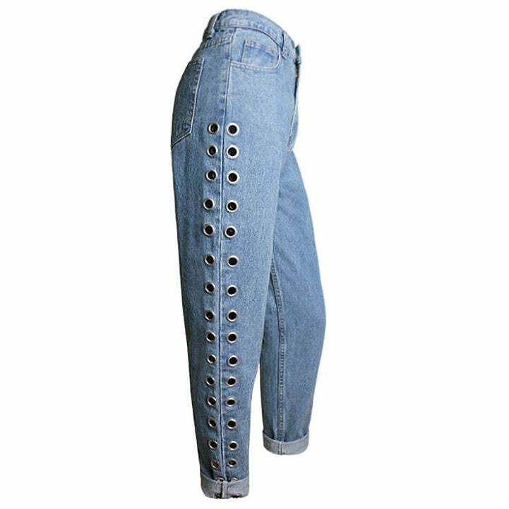 Trendy Holed Up Grommet Jeans: Perfect for Casual Outfits & Concerts