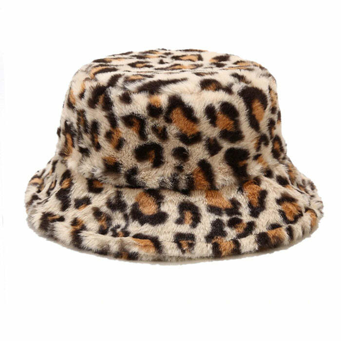 Trendy Leopard Fluffy Bucket Hat for Stylish Spring & Concert Outfits