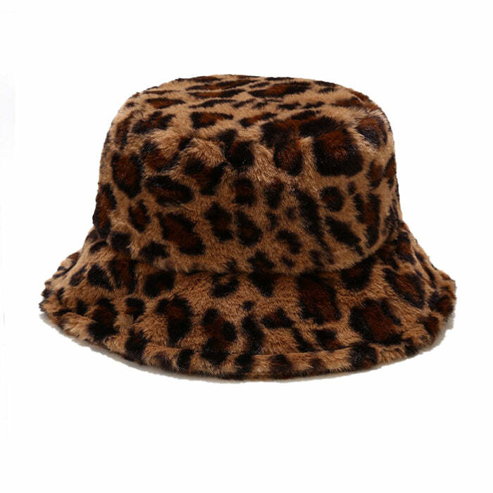 Trendy Leopard Fluffy Bucket Hat for Stylish Spring & Concert Outfits