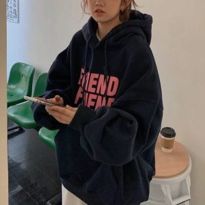 Trendy Oversized Friend Graphic Hoodie for Casual Spring Outfits