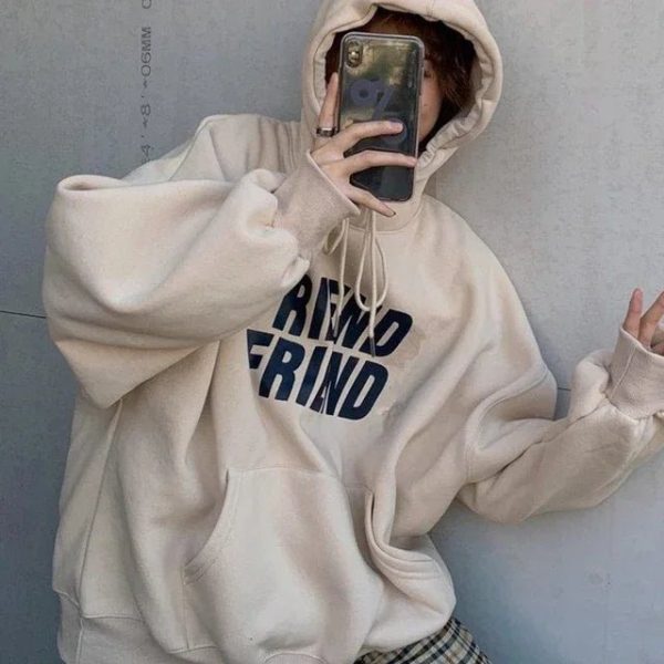 Trendy Oversized Friend Graphic Hoodie for Casual Spring Outfits